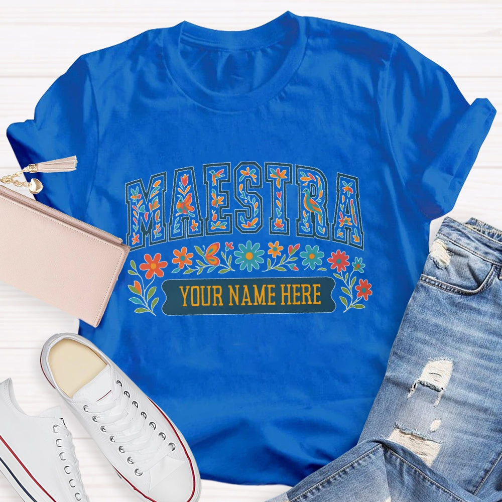 Personalized Name Maestra Floral Letters T-shirt