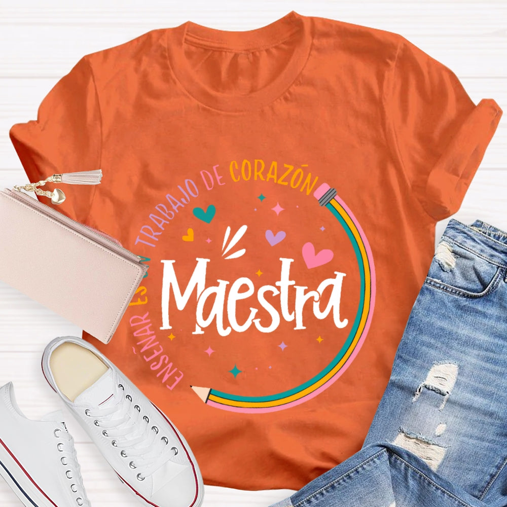 Maestra Rainbow Pencil Letters T-shirt