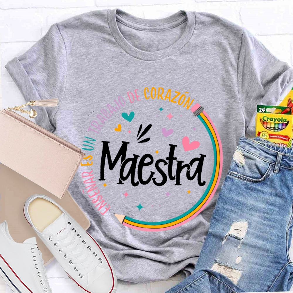 Maestra Rainbow Pencil Letters T-shirt