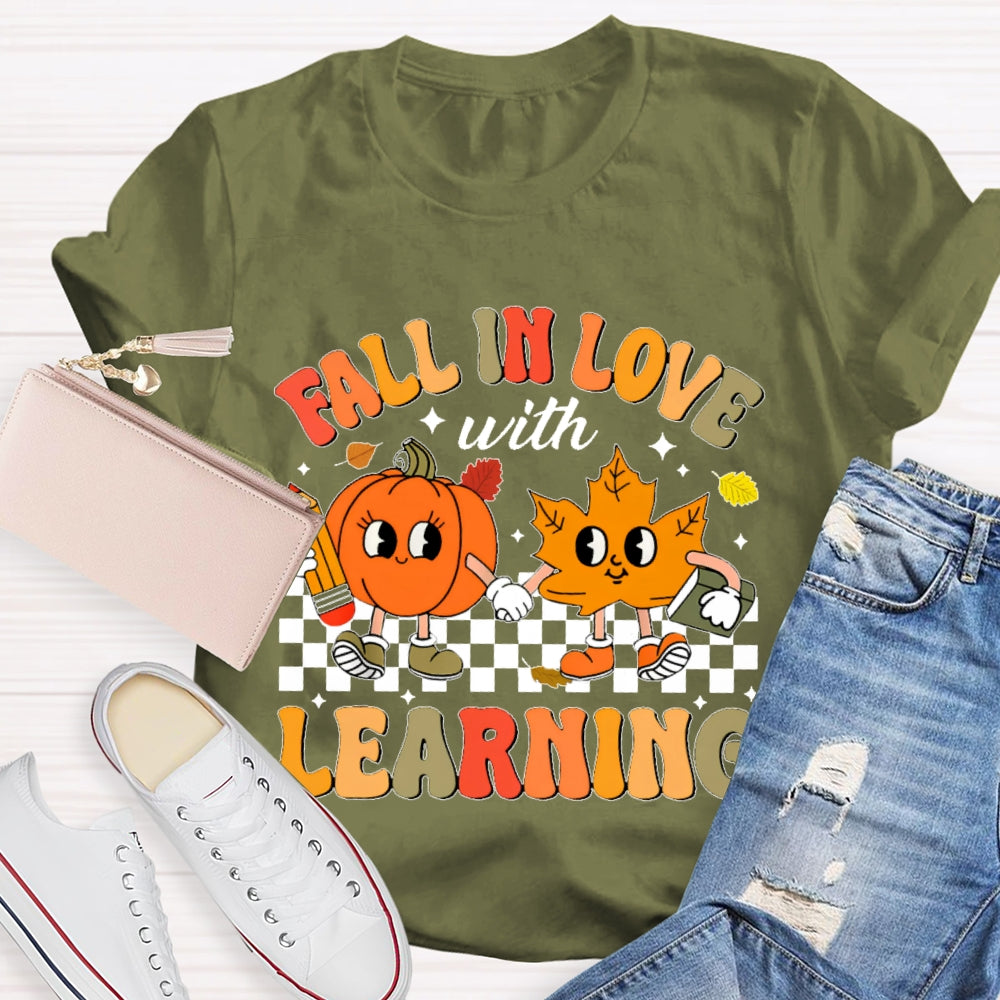Fall In Love With Learning Teacher Cute Pumpkin T-shirt