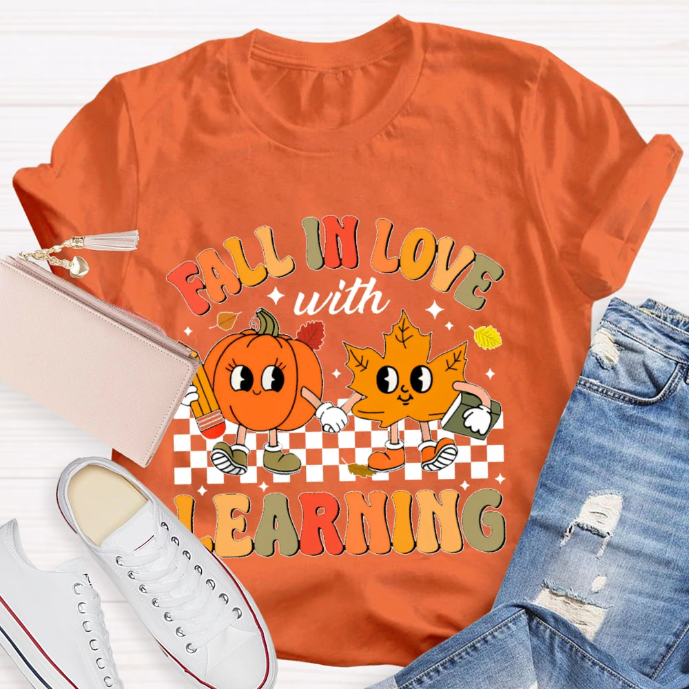 Fall In Love With Learning Teacher Cute Pumpkin T-shirt