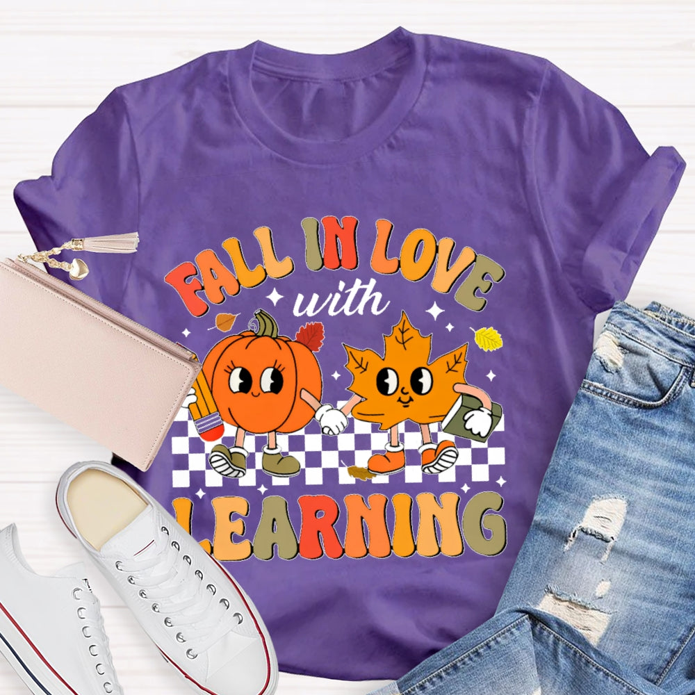 Fall In Love With Learning Teacher Cute Pumpkin T-shirt
