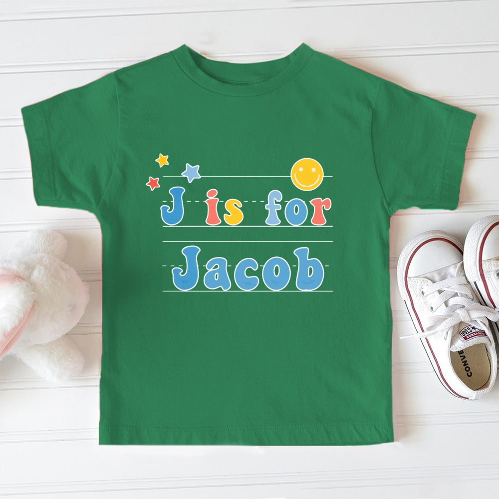 Personalized Name J Is For Jacob First Day Of School Toddler T-shirts