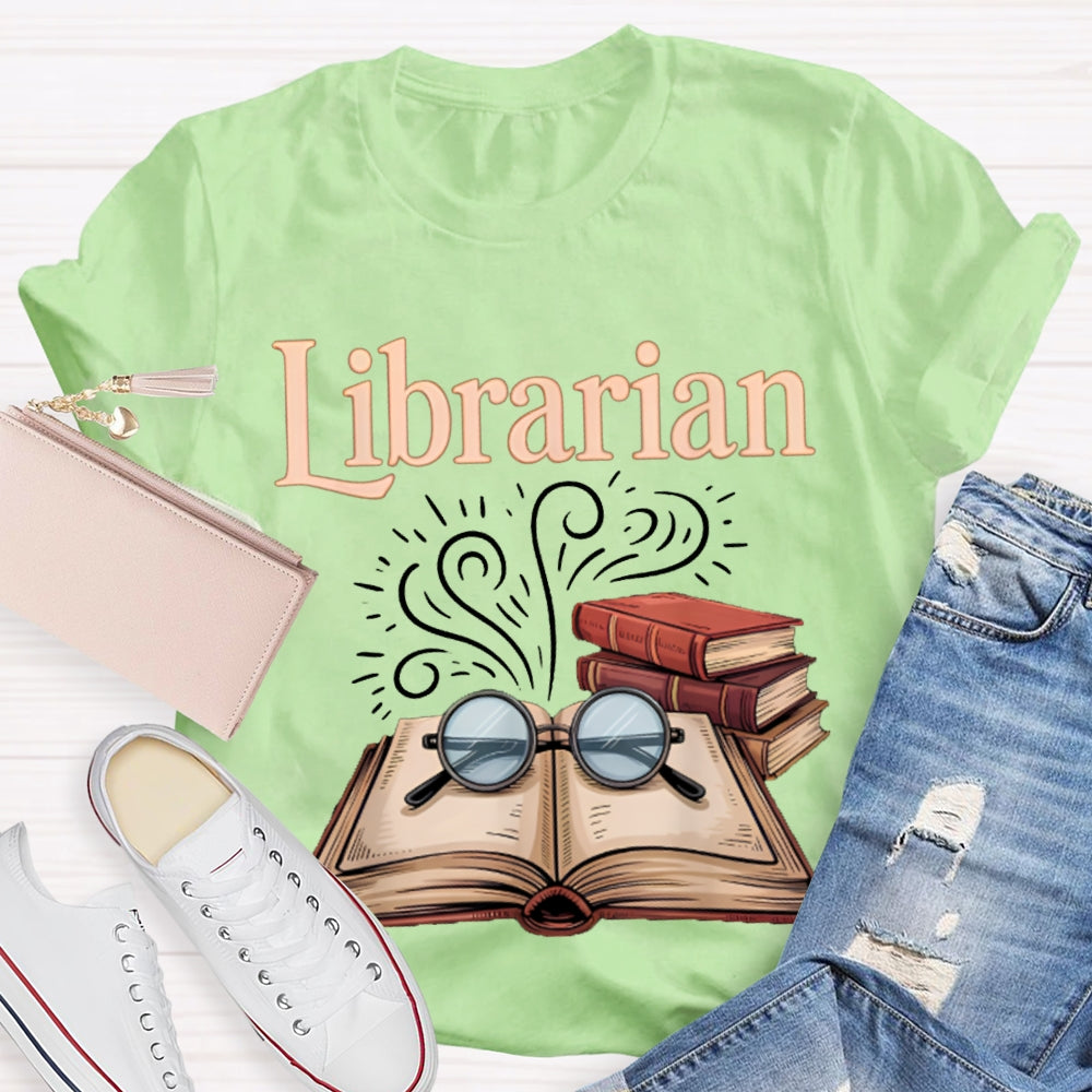 Librarian Glasses And Books T-shirt