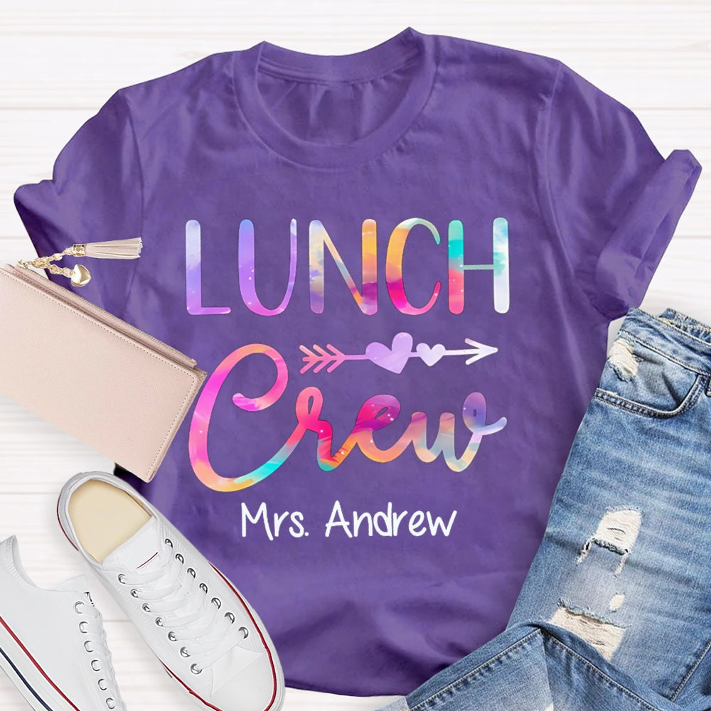 Personalized Name Lunch Crew Colorful Gradient Letters T-shirt