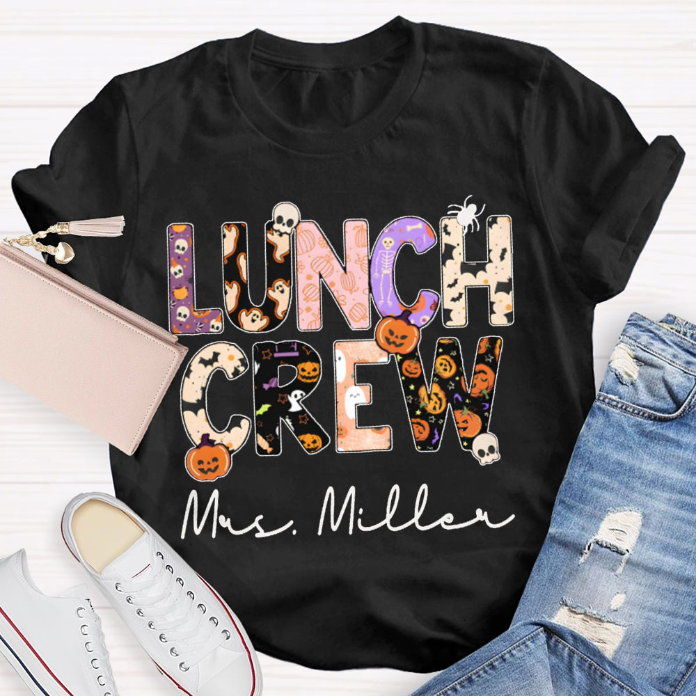 Personalized Name Lunch Crew Fun Letters Halloween T-shirt