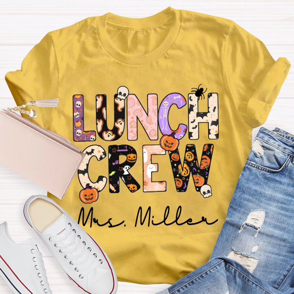 Personalized Name Lunch Crew Fun Letters Halloween T-shirt
