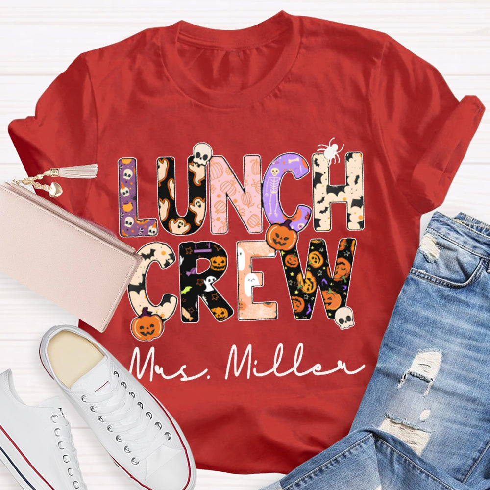 Personalized Name Lunch Crew Fun Letters Halloween T-shirt