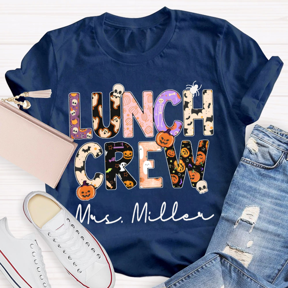 Personalized Name Lunch Crew Fun Letters Halloween T-shirt