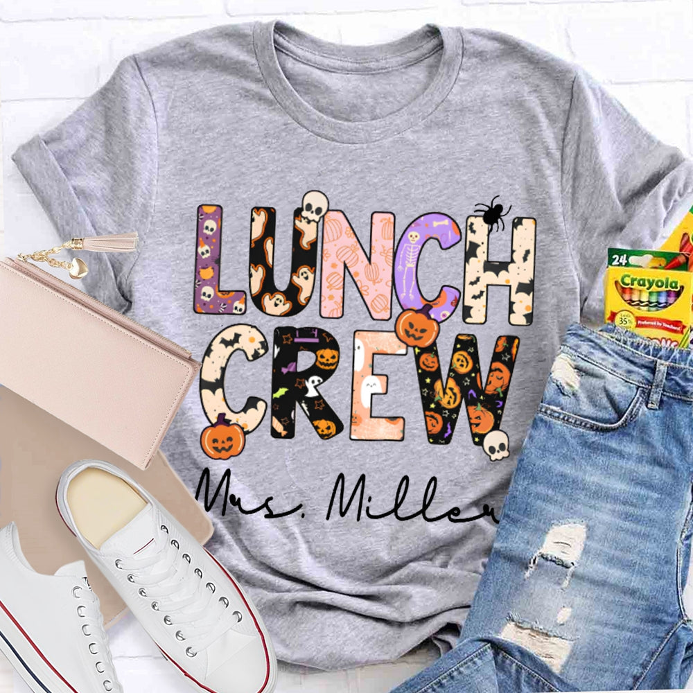 Personalized Name Lunch Crew Fun Letters Halloween T-shirt