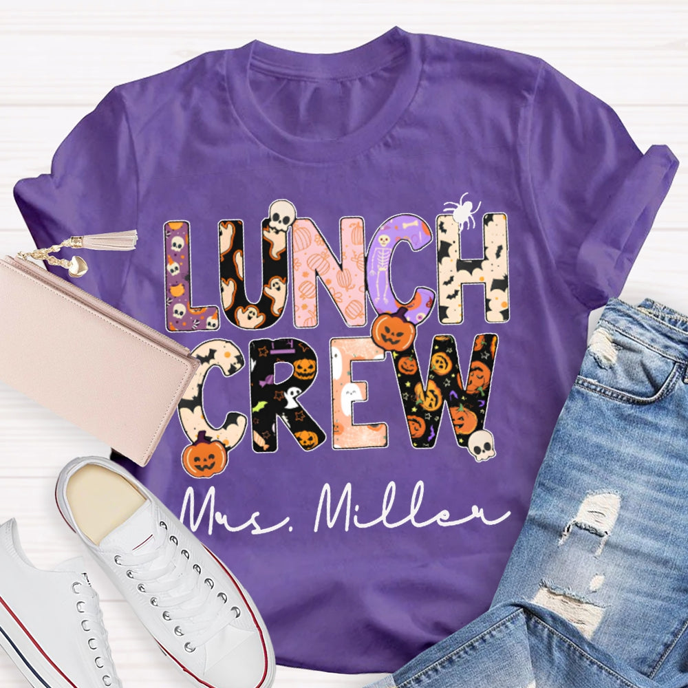 Personalized Name Lunch Crew Fun Letters Halloween T-shirt