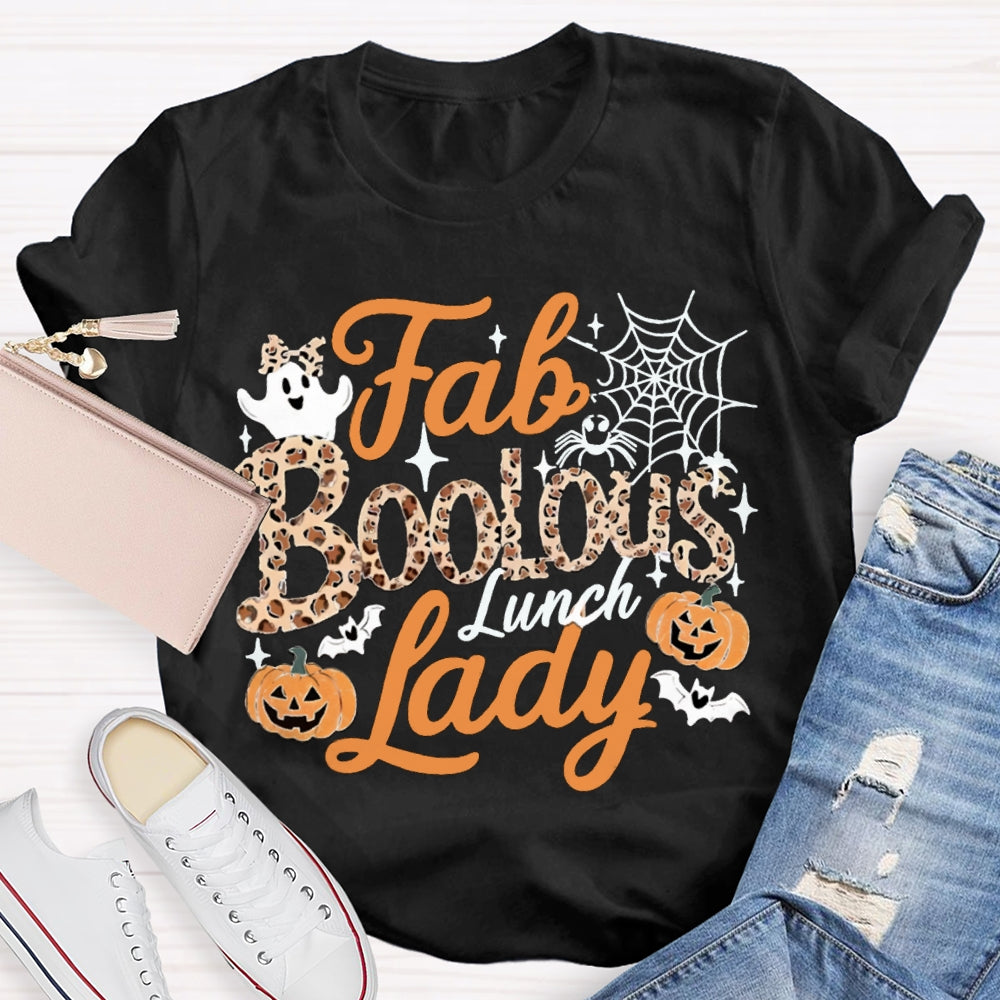 Fab Boo Lous Lunch Lady Cute Ghosts And Pumpkins Halloween T-shirt