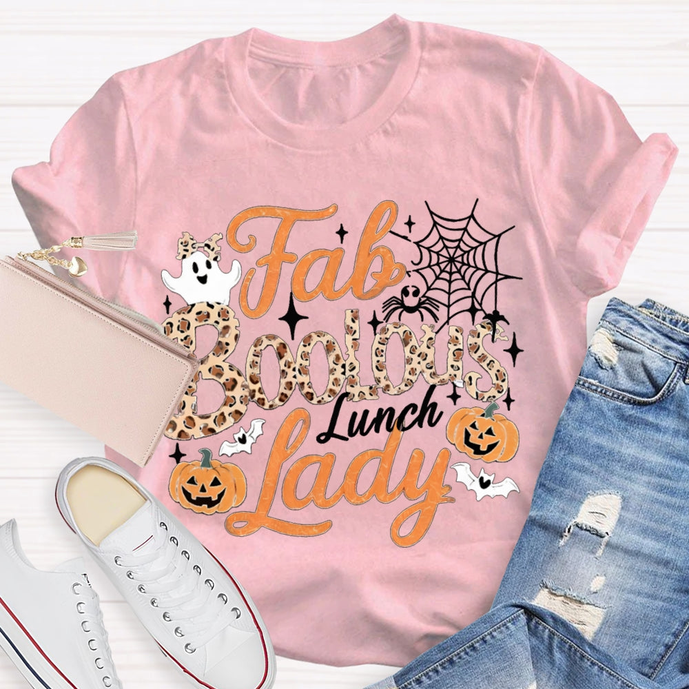 Fab Boo Lous Lunch Lady Cute Ghosts And Pumpkins Halloween T-shirt