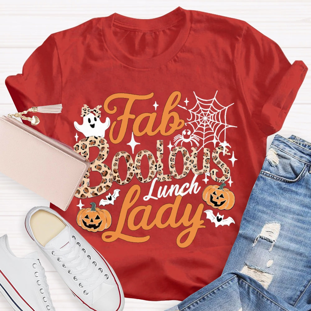Fab Boo Lous Lunch Lady Cute Ghosts And Pumpkins Halloween T-shirt