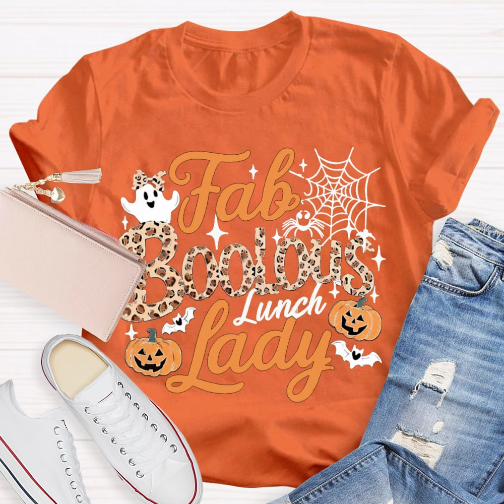 Fab Boo Lous Lunch Lady Cute Ghosts And Pumpkins Halloween T-shirt