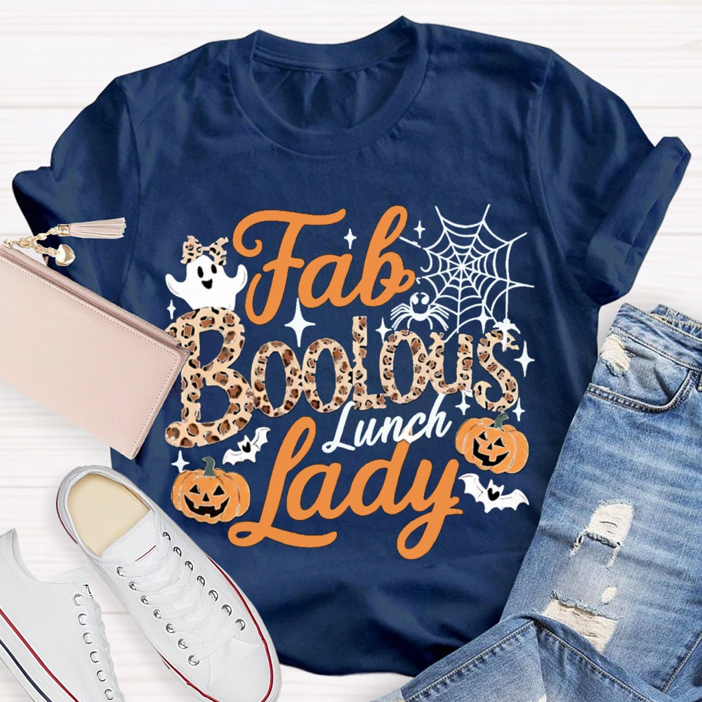 Fab Boo Lous Lunch Lady Cute Ghosts And Pumpkins Halloween T-shirt