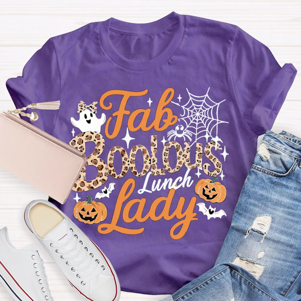 Fab Boo Lous Lunch Lady Cute Ghosts And Pumpkins Halloween T-shirt
