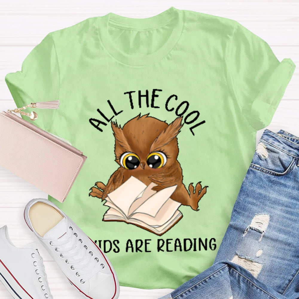 All The Cool Kids Are Reading Book Owl T-shirt