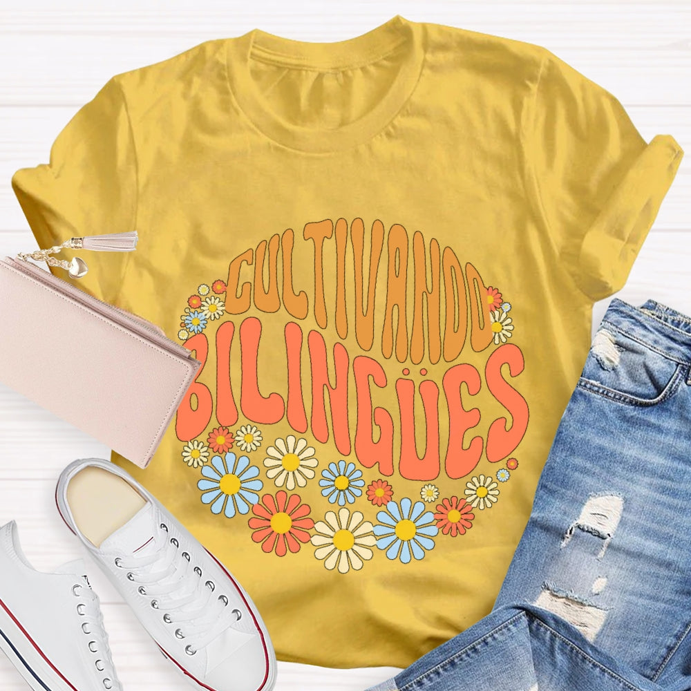 Cultivando Bilingues Dual Language Crew Bilingual Teacher T-shirt