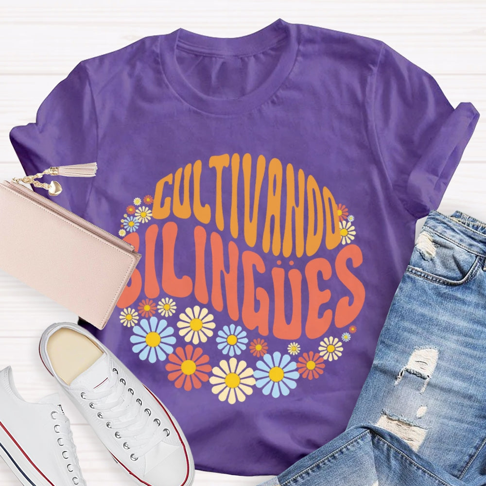 Cultivando Bilingues Dual Language Crew Bilingual Teacher T-shirt
