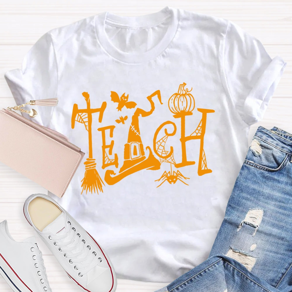 Teacher Halloween Witch Hat Funny T-shirt