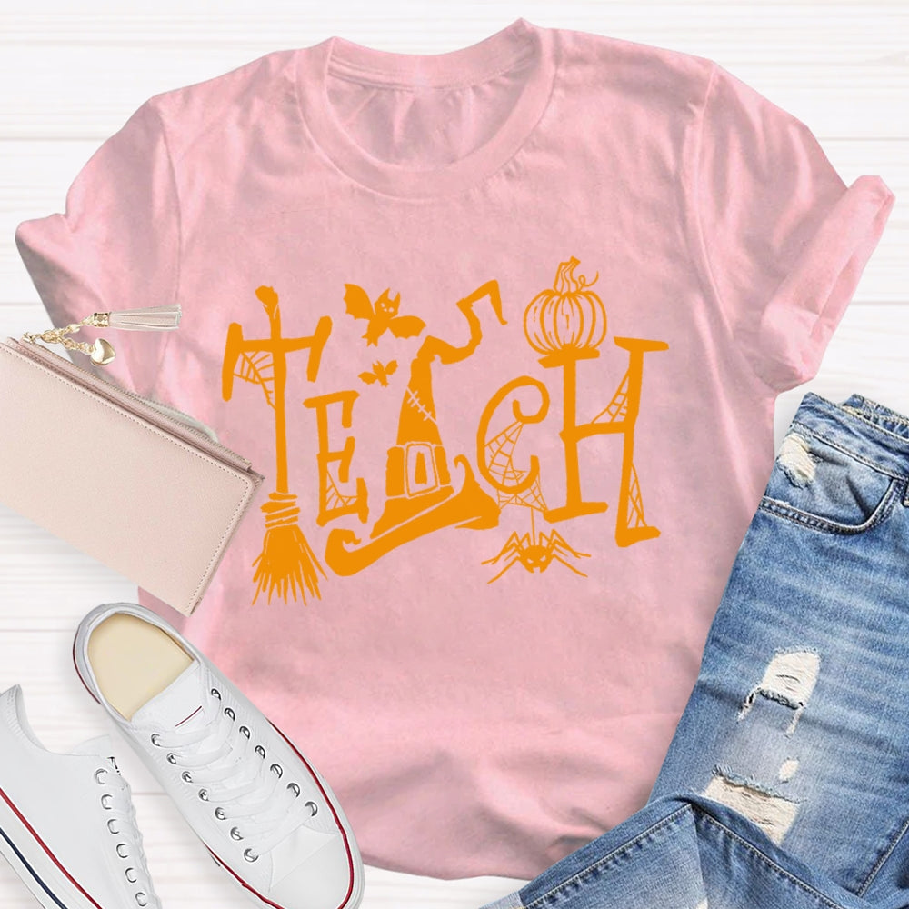 Teacher Halloween Witch Hat Funny T-shirt