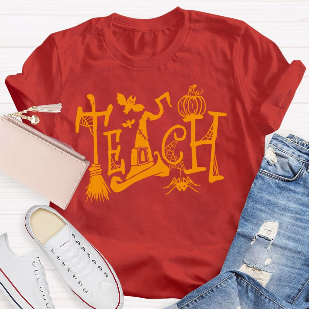 Teacher Halloween Witch Hat Funny T-shirt
