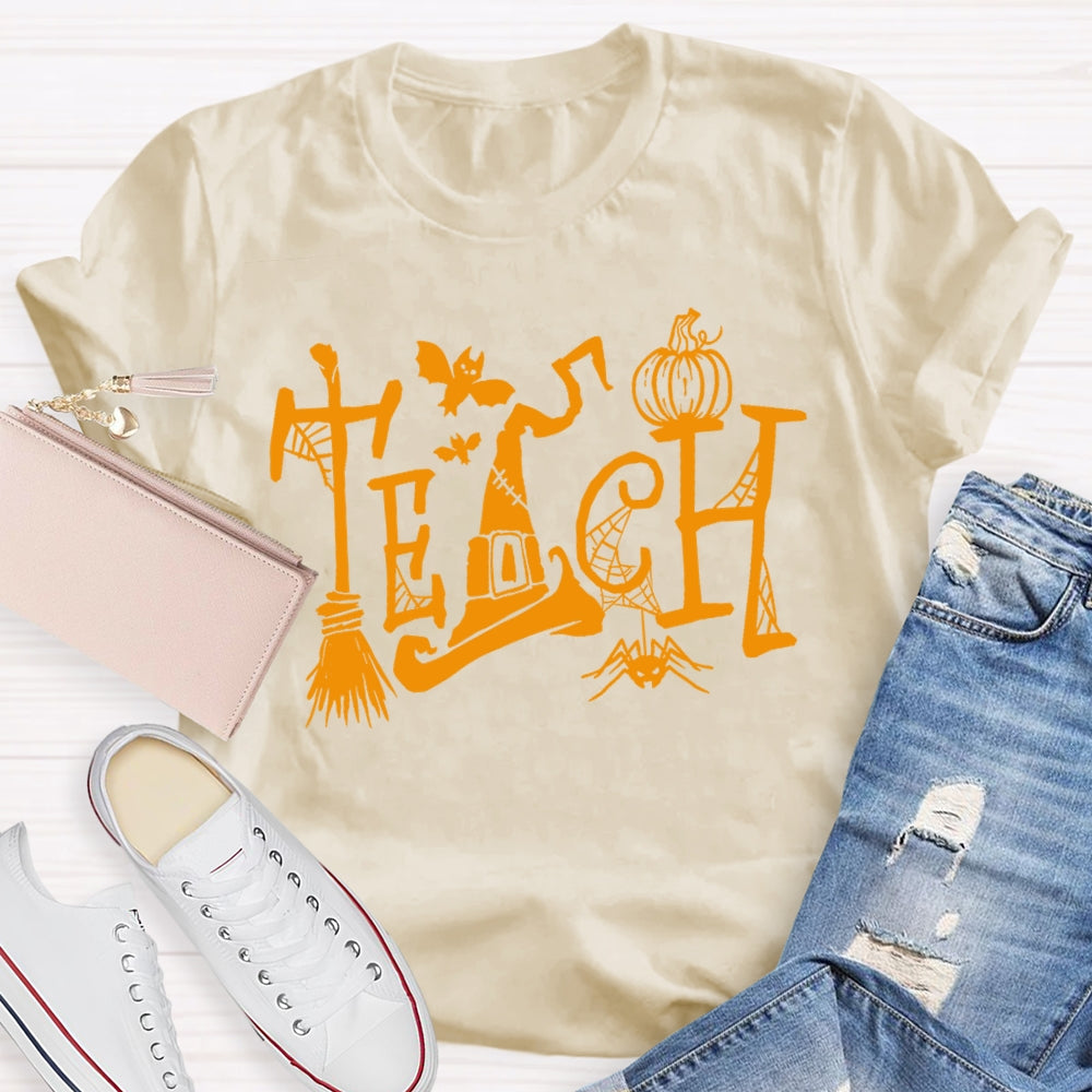 Teacher Halloween Witch Hat Funny T-shirt