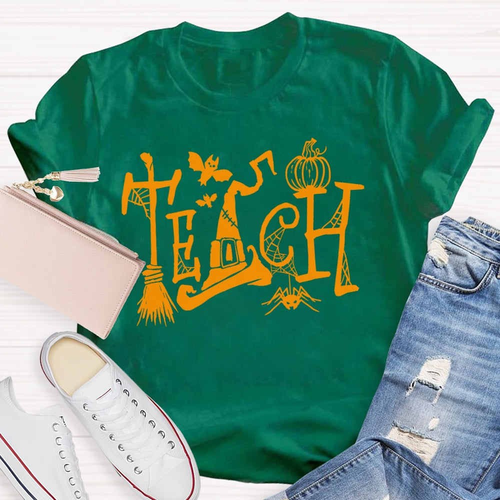 Teacher Halloween Witch Hat Funny T-shirt