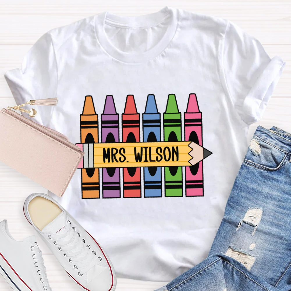 Personalized Name Crayons Funny T-shirt