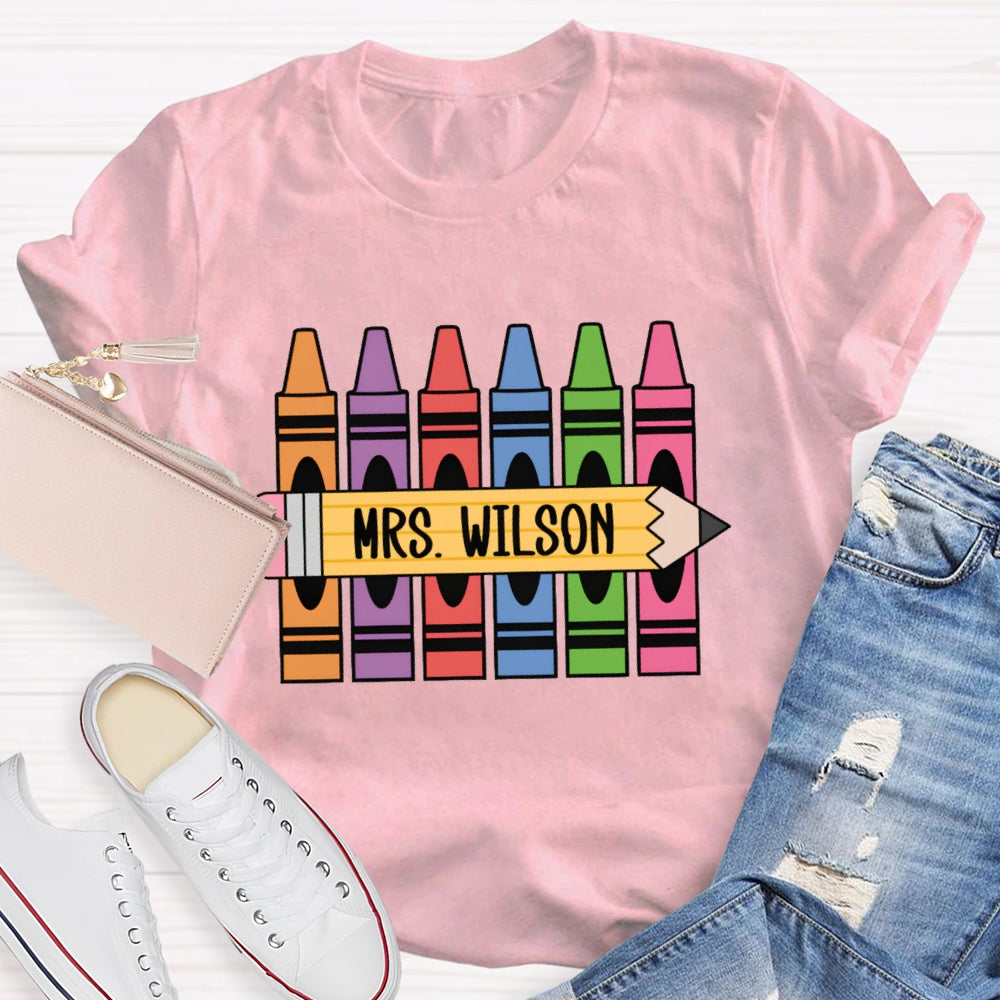 Personalized Name Crayons Funny T-shirt