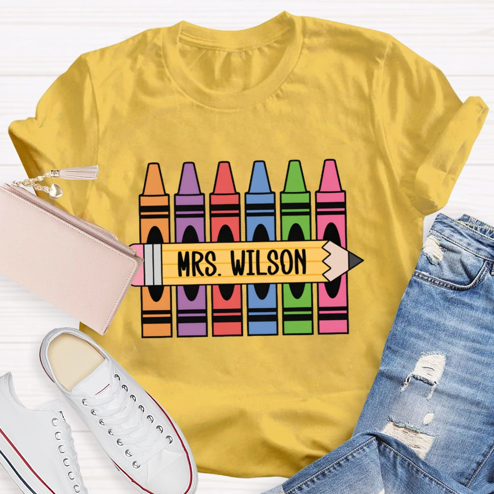 Personalized Name Crayons Funny T-shirt