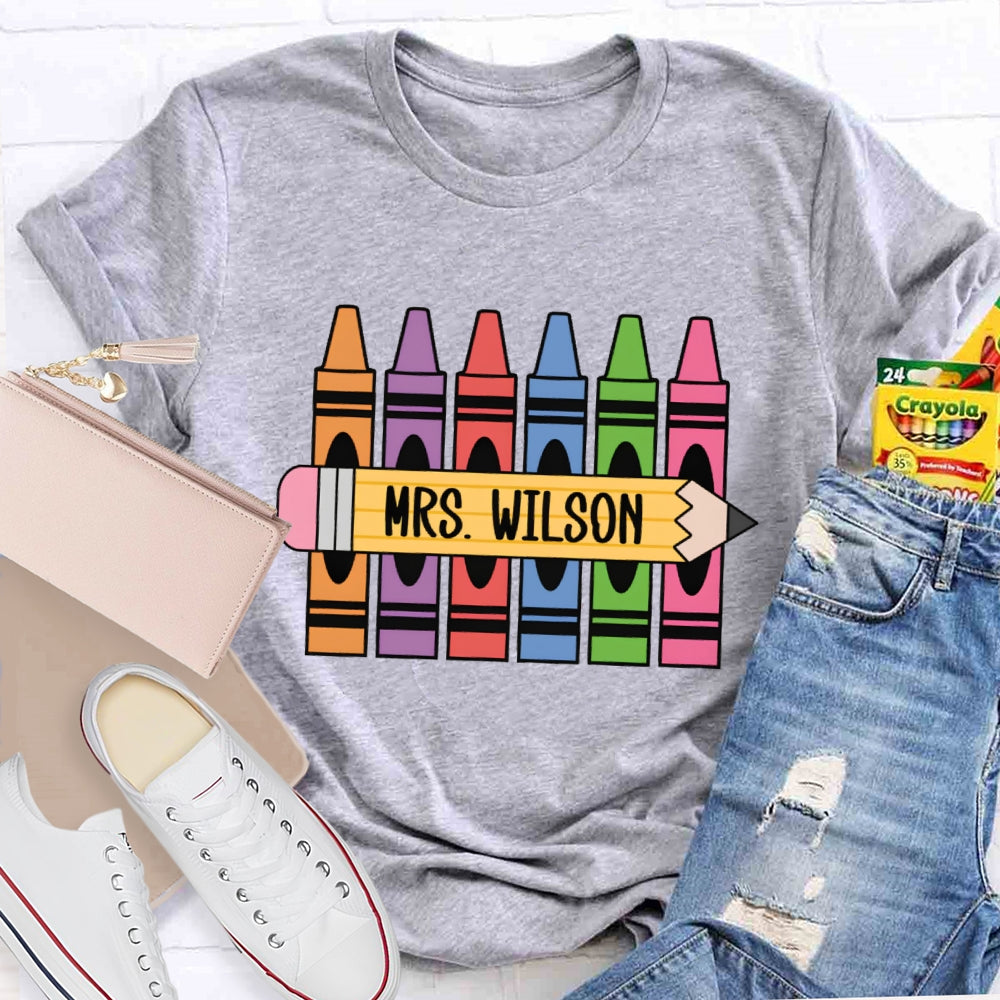 Personalized Name Crayons Funny T-shirt