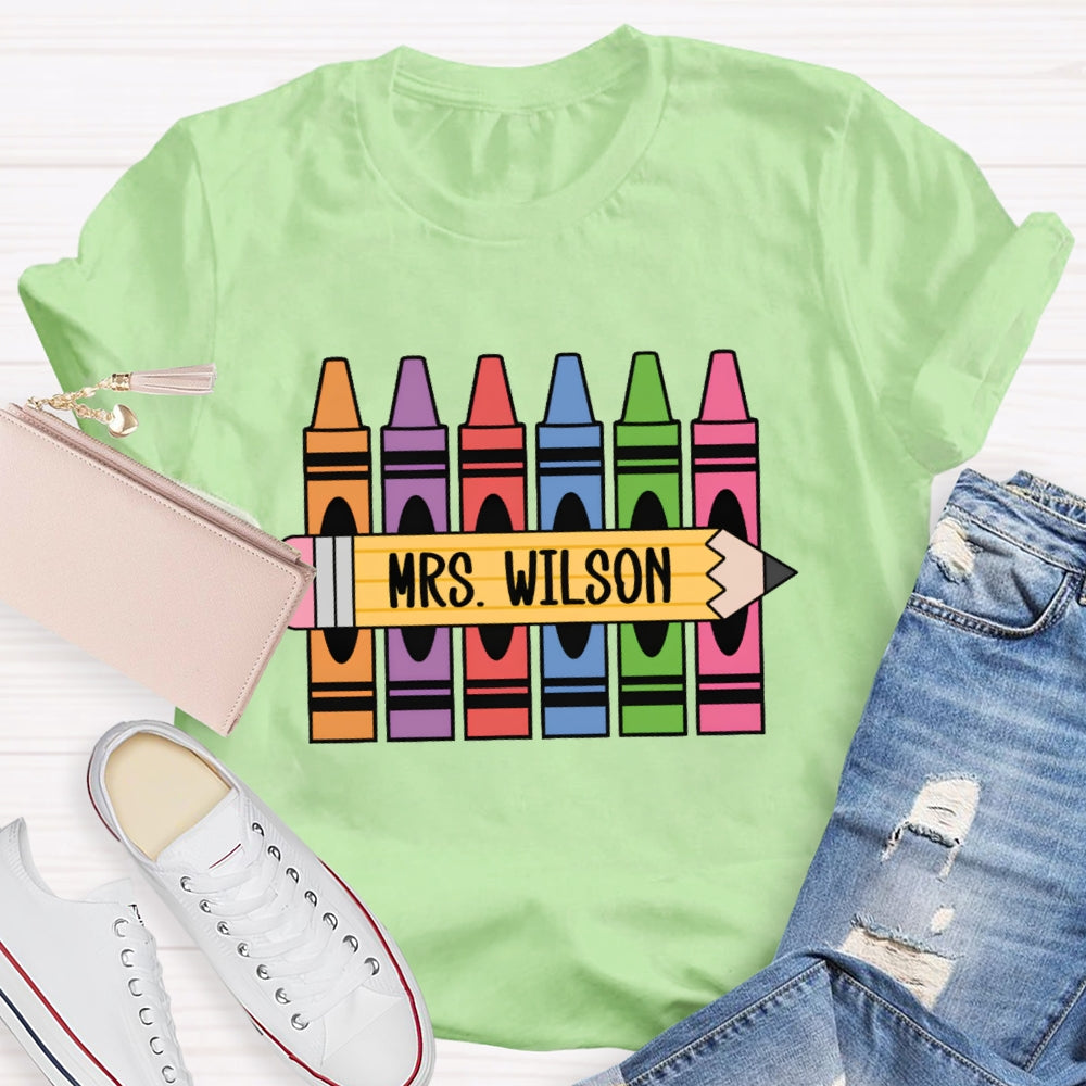 Personalized Name Crayons Funny T-shirt