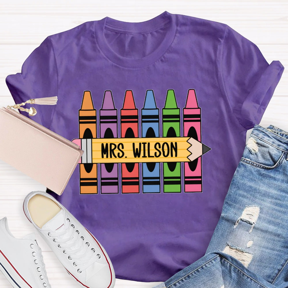 Personalized Name Crayons Funny T-shirt
