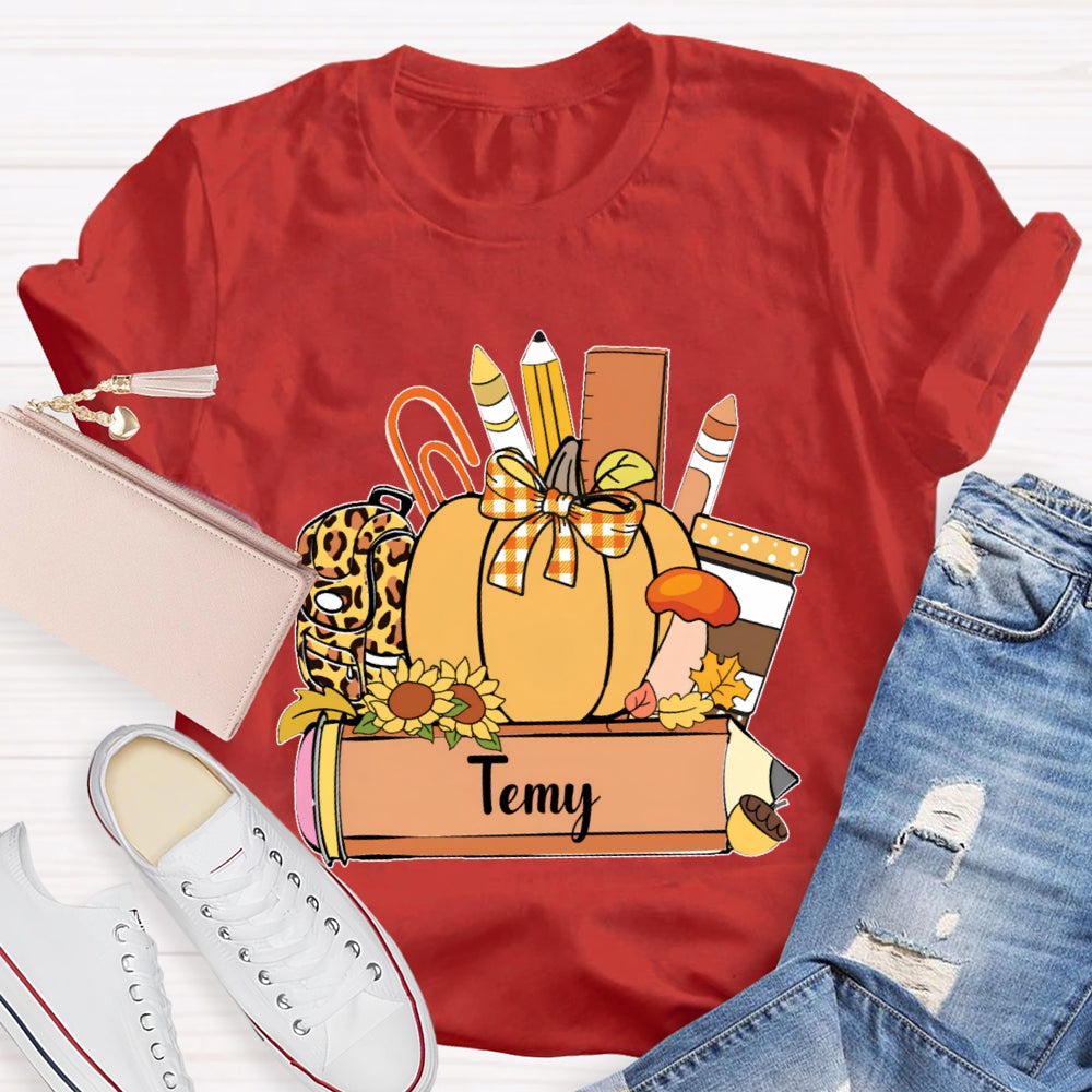Personalized Name Pumpkin Stationery Funny T-shirt