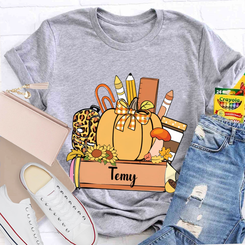 Personalized Name Pumpkin Stationery Funny T-shirt