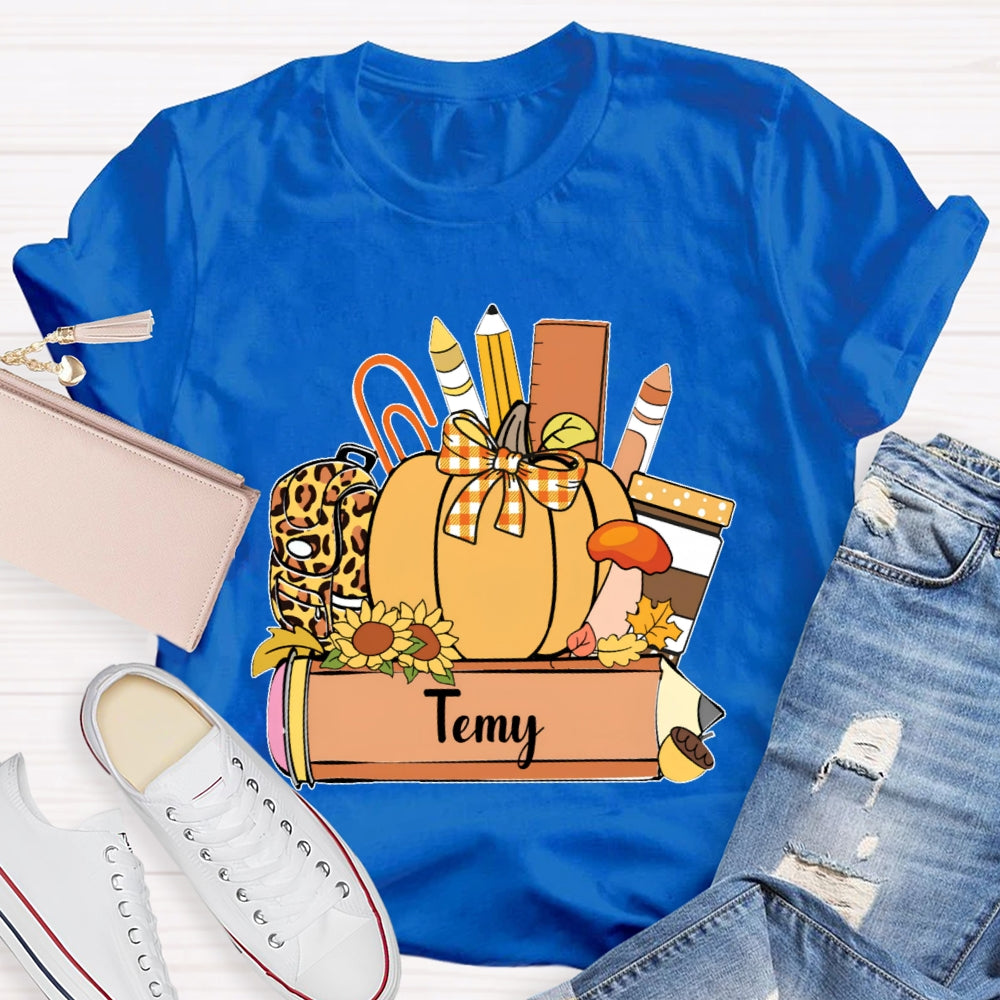Personalized Name Pumpkin Stationery Funny T-shirt