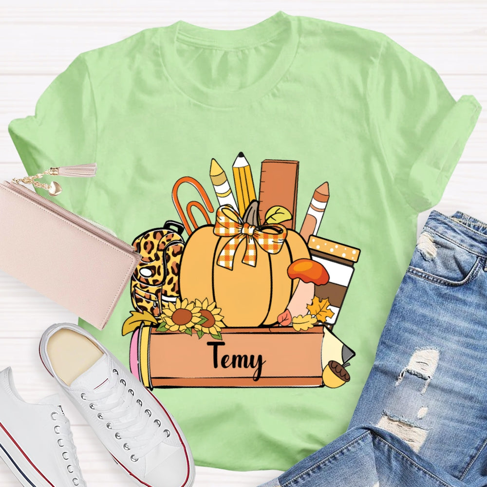 Personalized Name Pumpkin Stationery Funny T-shirt