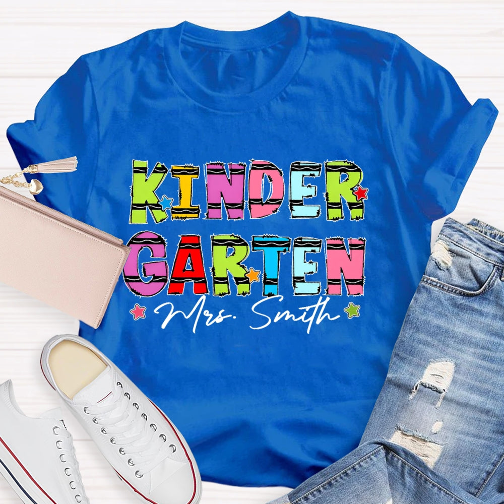 Personalized Name And Grade Kindergarten Stars Funny T-shirt