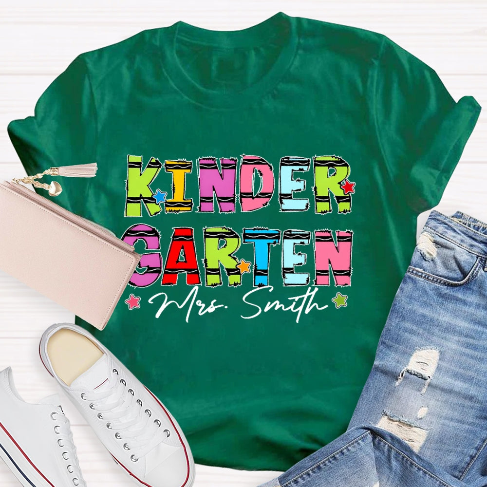 Personalized Name And Grade Kindergarten Stars Funny T-shirt