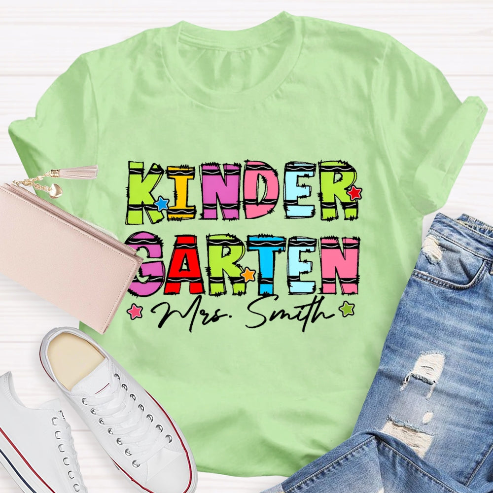 Personalized Name And Grade Kindergarten Stars Funny T-shirt