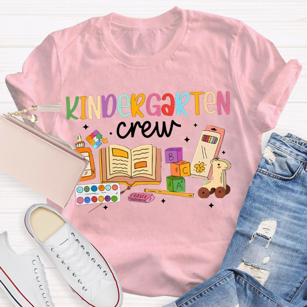 Personalized Grade Kindergarten Crew School Supplies Printing T-shirt
