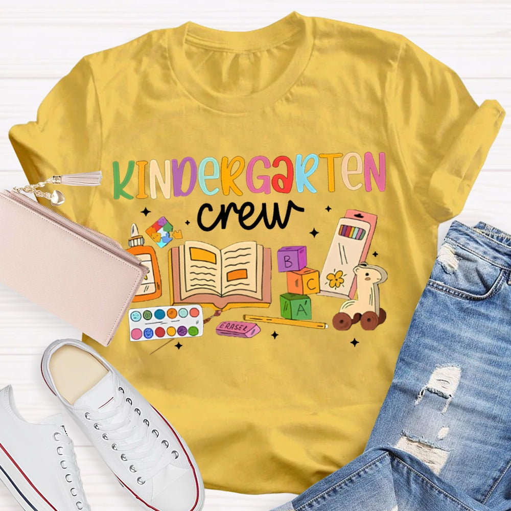Personalized Grade Kindergarten Crew School Supplies Printing T-shirt