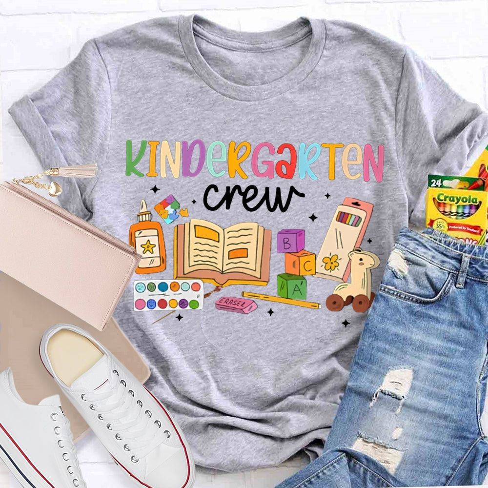 Personalized Grade Kindergarten Crew School Supplies Printing T-shirt
