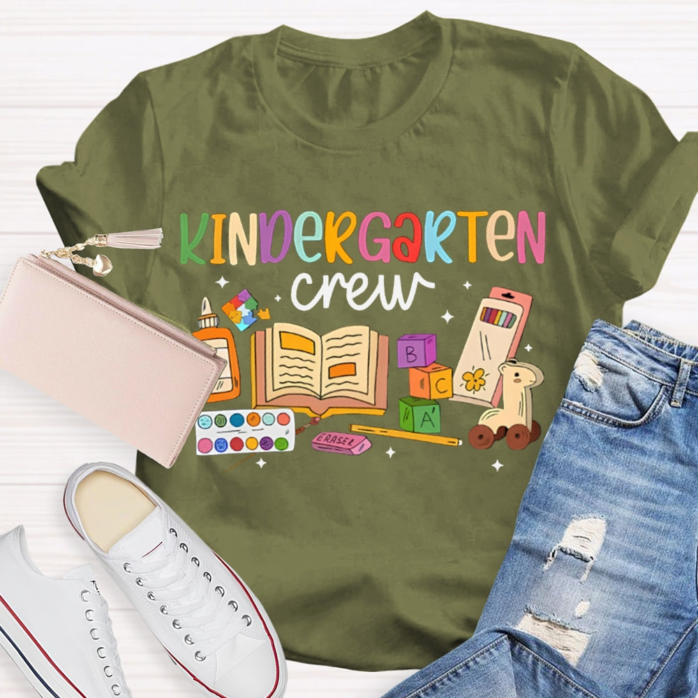 Personalized Grade Kindergarten Crew School Supplies Printing T-shirt