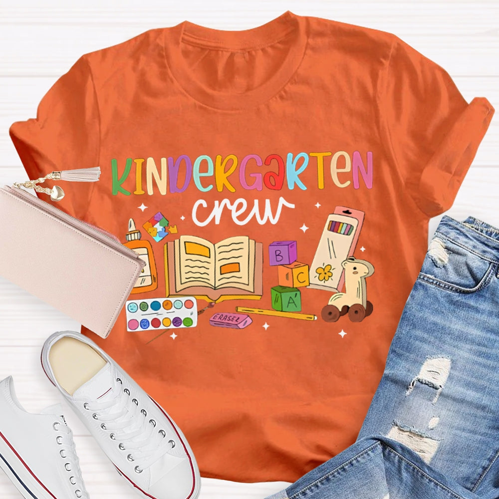 Personalized Grade Kindergarten Crew School Supplies Printing T-shirt