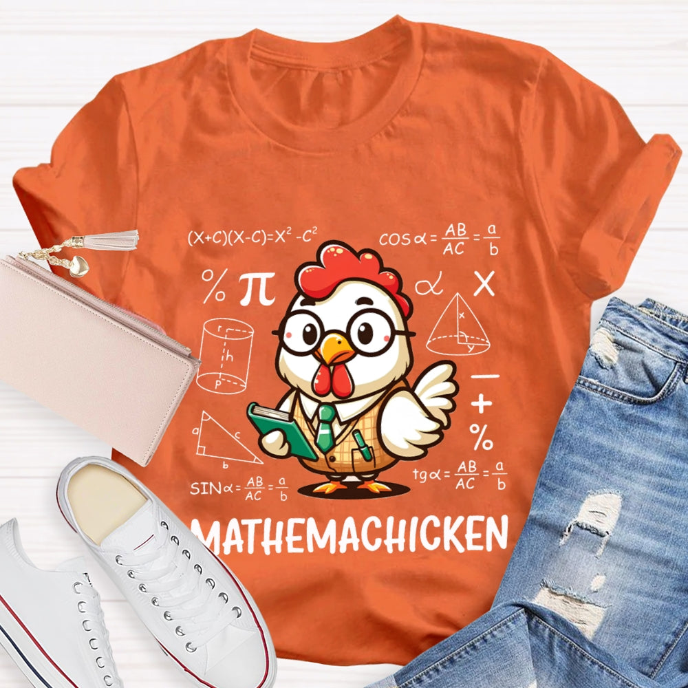 A Cute Little Rooster Solving Math Problems Mathemachicken T-shirt