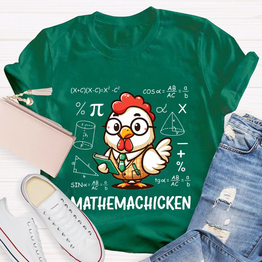 A Cute Little Rooster Solving Math Problems Mathemachicken T-shirt