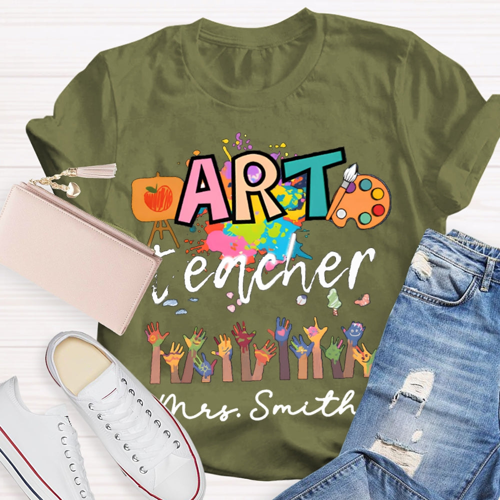 Personalized Art Teachers Name Let's Draw Together T-Shirt